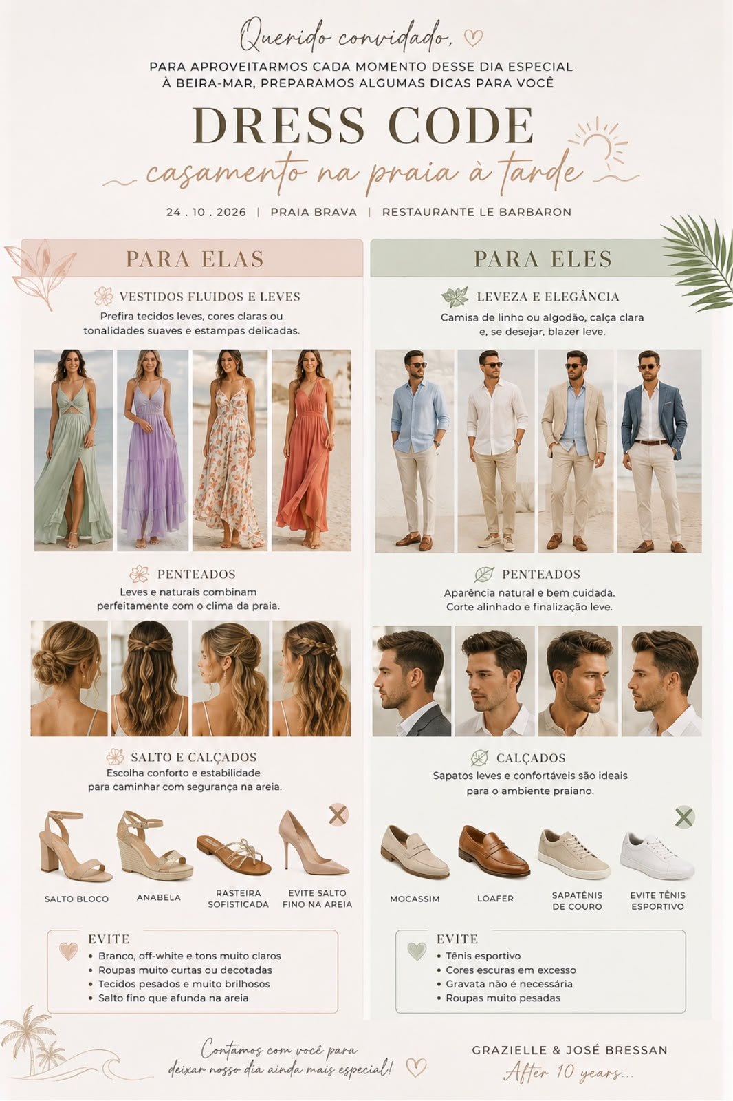 Arte com sugestões de dress code